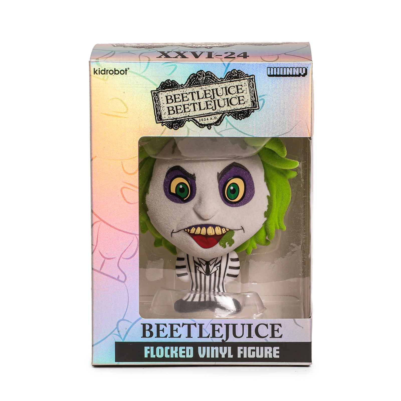 BUY NOW | BEETLEJUICE BEETLEJUICE (2024) BHUNNY FLOCKED (STRIPED SUIT) - 4" STYLIZED FIGURE | NECAONLINE.COM.AU
