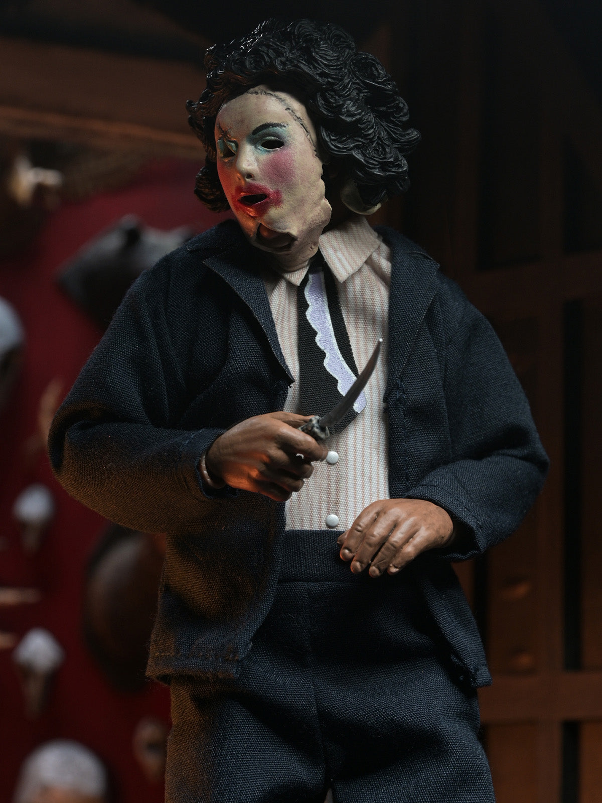 BUY NOW - TEXAS CHAINSAW MASSACRE LEATHERFACE WITH PRETTY WOMAN MASK – 8″ CLOTHED FIGURE | NECAONLINE.COM.AU