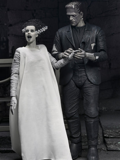 BUY NOW - UNIVERSAL MONSTERS X BRIDE OF FRANKENSTEIN 90TH ANN. THE MONSTER &amp; HIS MATE 2PK 7″ FIGURES (B&amp;W) | NECAONLINE.COM.AU
