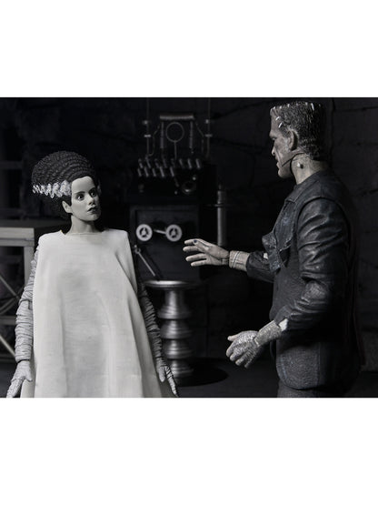 BUY NOW - UNIVERSAL MONSTERS X BRIDE OF FRANKENSTEIN 90TH ANN. THE MONSTER &amp; HIS MATE 2PK 7″ FIGURES (B&amp;W) | NECAONLINE.COM.AU