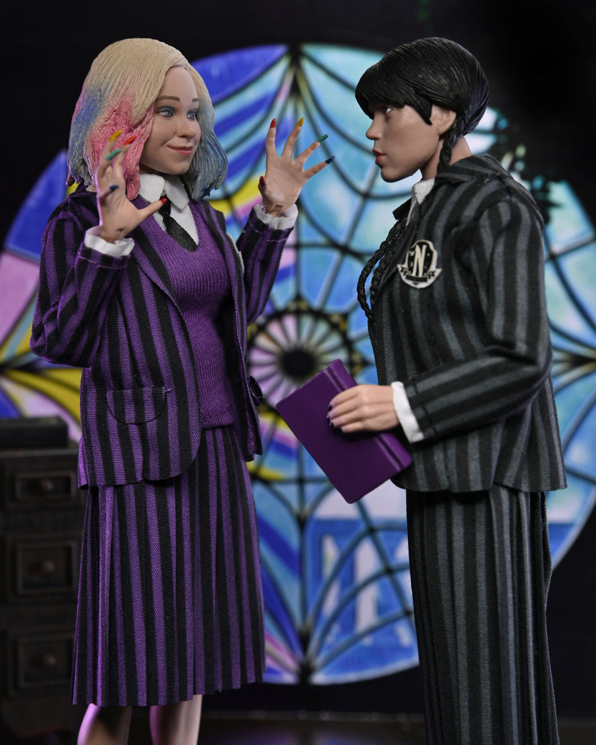 BUY NOW - WEDNESDAY – WEDNESDAY ADDAMS (NEVERMORE UNIFORM) AND ENID 2 PACK – 8″ CLOTHED ACTION FIGURE | NECAONLINE.COM.AU