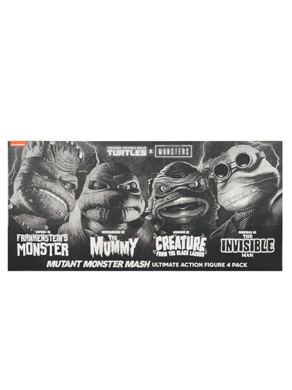 UNIVERSAL MONSTERS X TMNT 4 PACK TURTLES BLACK &amp; WHITE - 7&quot; SCALE ACTION FIGURES