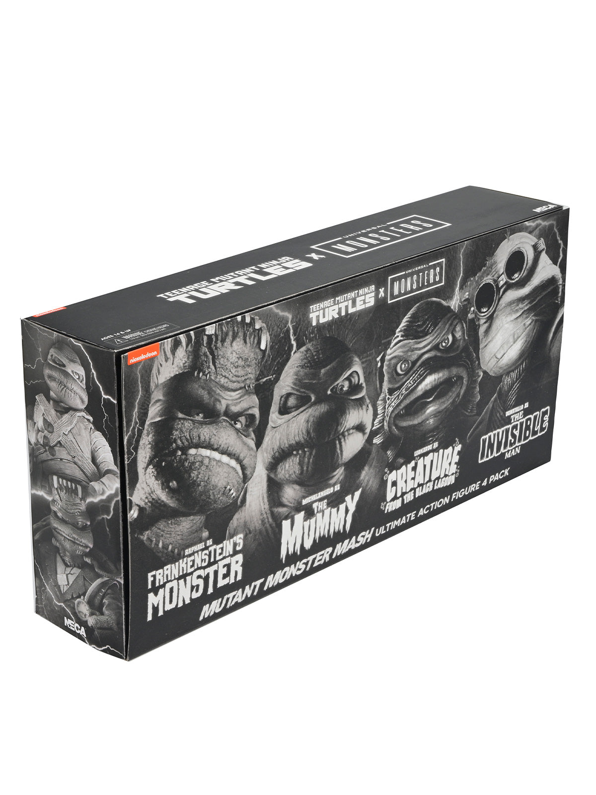 UNIVERSAL MONSTERS X TMNT 4 PACK TURTLES BLACK &amp; WHITE - 7&quot; SCALE ACTION FIGURES