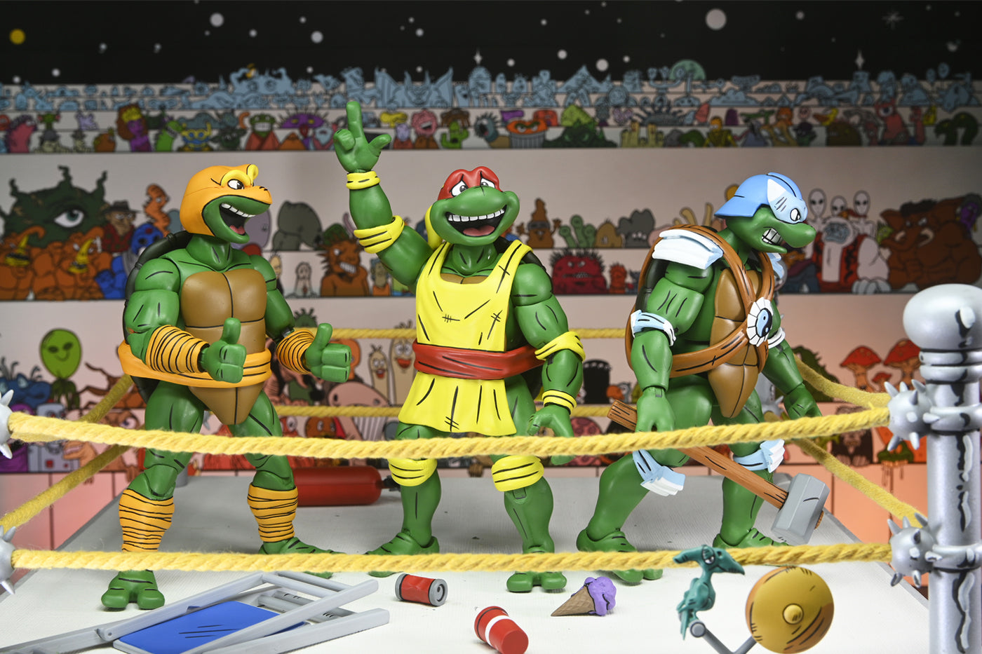 TMNT STUMP WRESTLING TURTLES 4 PACK (ARCHIE COMICS) 7&quot; SCALE ACTION FIGURES