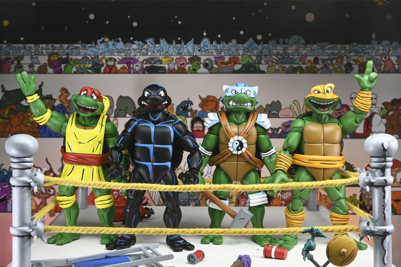 TMNT STUMP WRESTLING TURTLES 4 PACK (ARCHIE COMICS) 7&quot; SCALE ACTION FIGURES