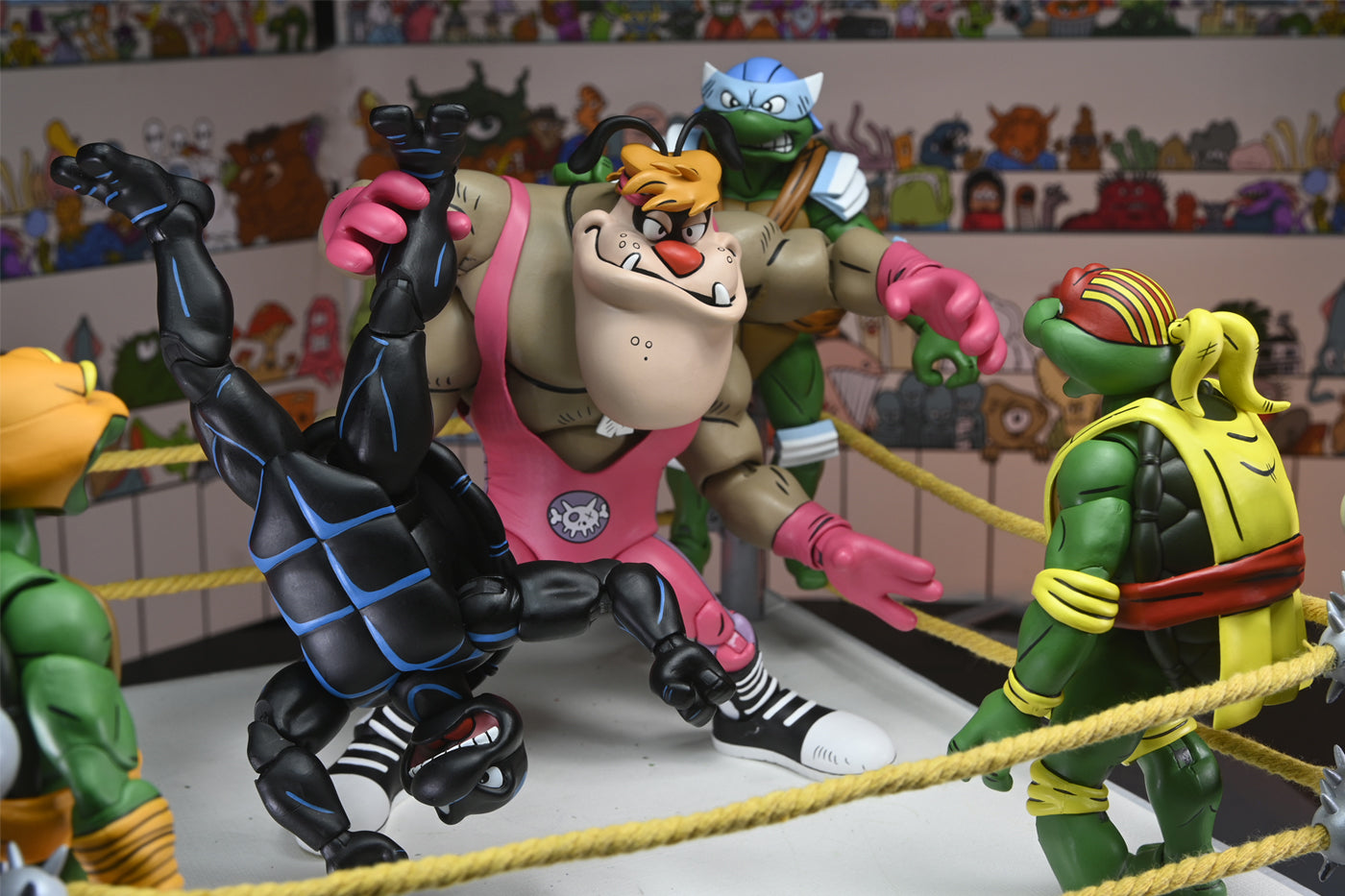 TMNT STUMP WRESTLING TURTLES 4 PACK (ARCHIE COMICS) 7&quot; SCALE ACTION FIGURES