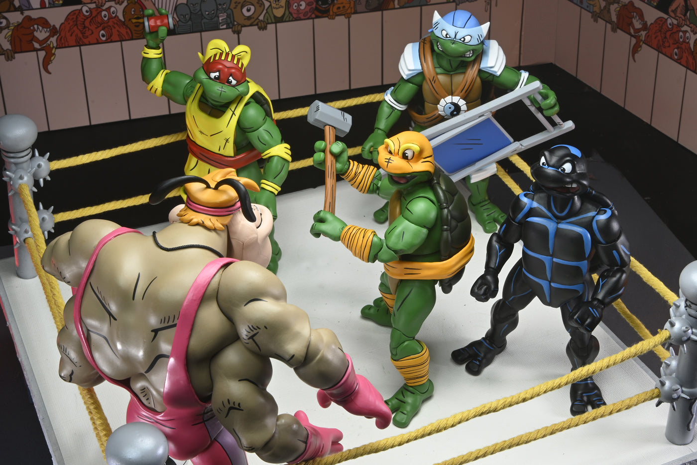 TMNT STUMP WRESTLING TURTLES 4 PACK (ARCHIE COMICS) 7&quot; SCALE ACTION FIGURES