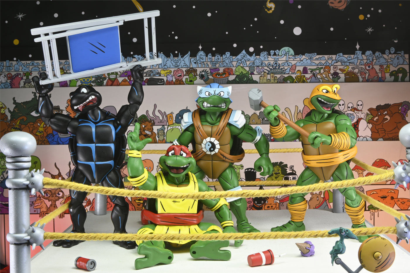 TMNT STUMP WRESTLING TURTLES 4 PACK (ARCHIE COMICS) 7&quot; SCALE ACTION FIGURES