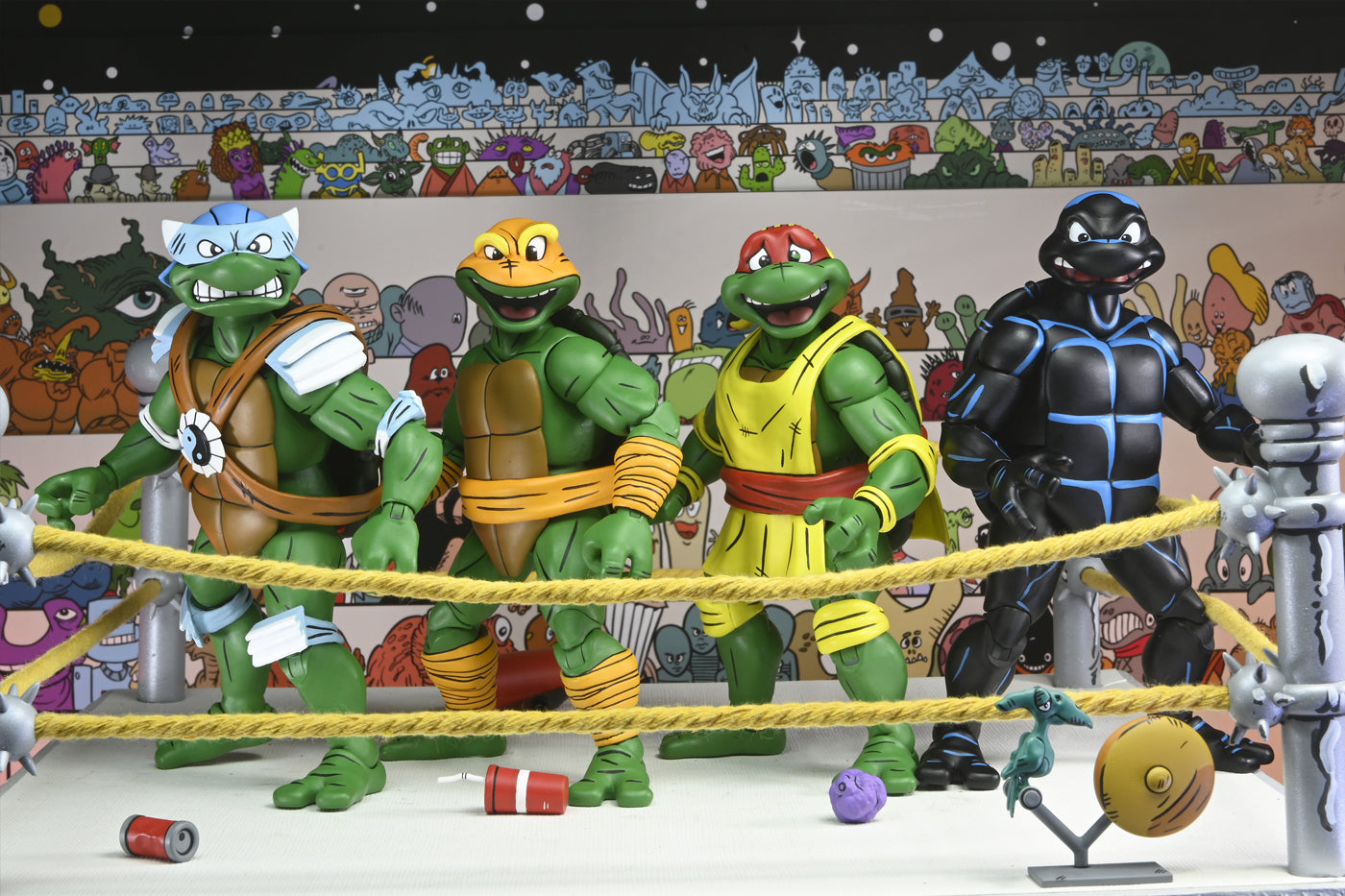TMNT STUMP WRESTLING TURTLES 4 PACK (ARCHIE COMICS) 7&quot; SCALE ACTION FIGURES